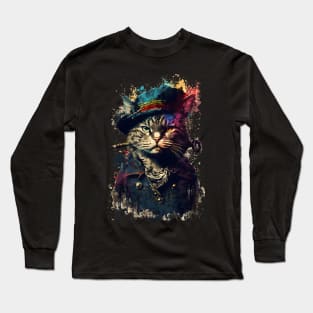 Cat Pirate Painting Long Sleeve T-Shirt